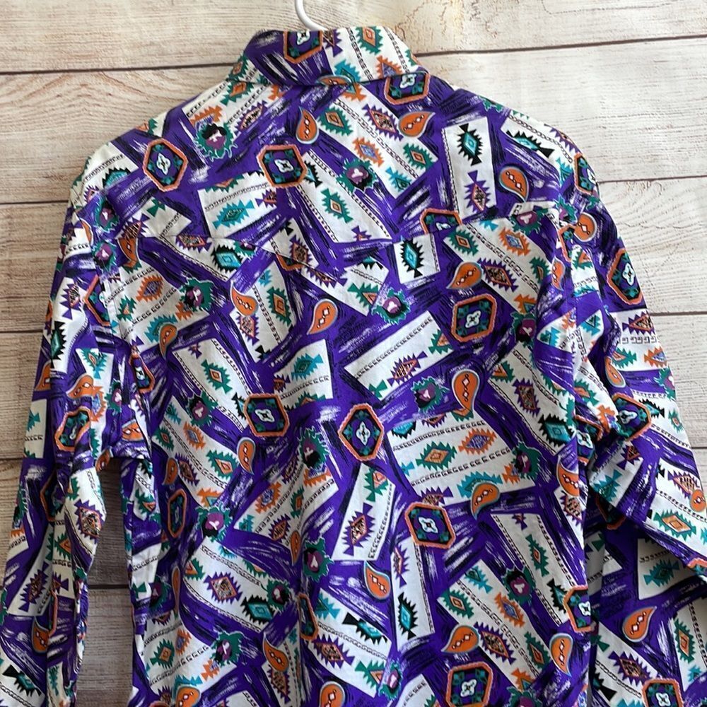 VINTAGE WRANGLER‎ BRUSHPOPPER SHIRT IN AZTEC PRINT - Picture 7 of 9